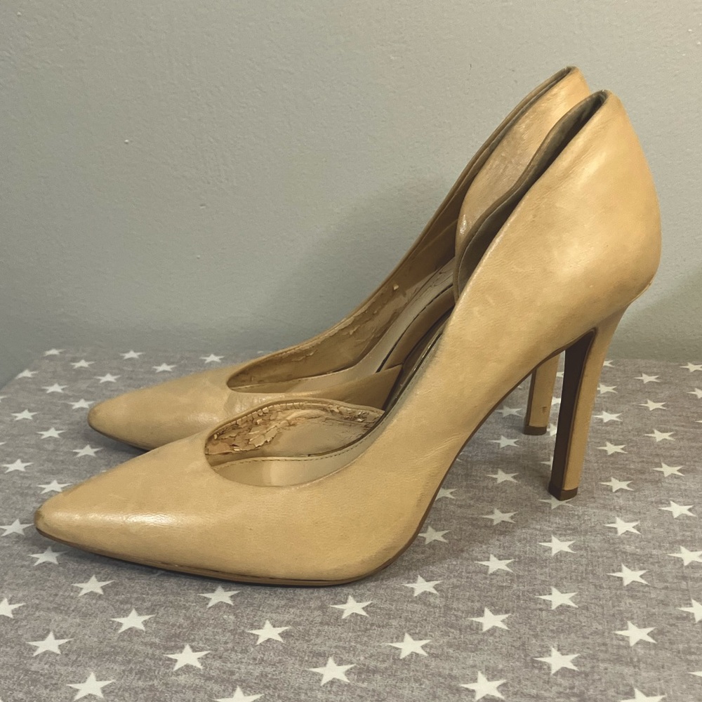 Jesica Simpson High Heel Pumps Women’s 8.5 Tan Leather Uppers EUC